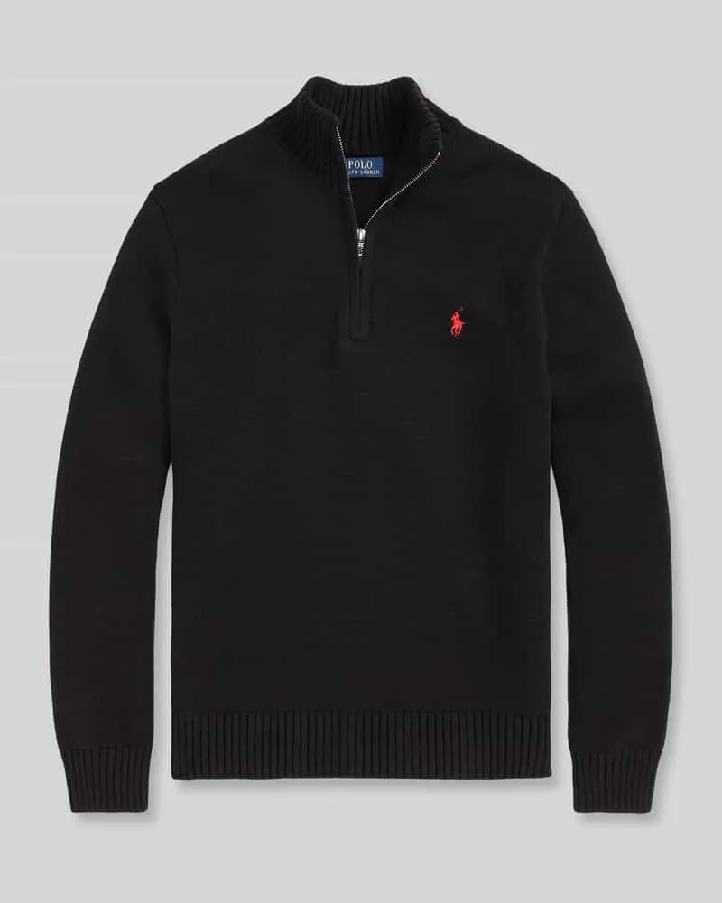 Ralph Lauren Regular Fit Troyer aus reiner Baumwolle Black
