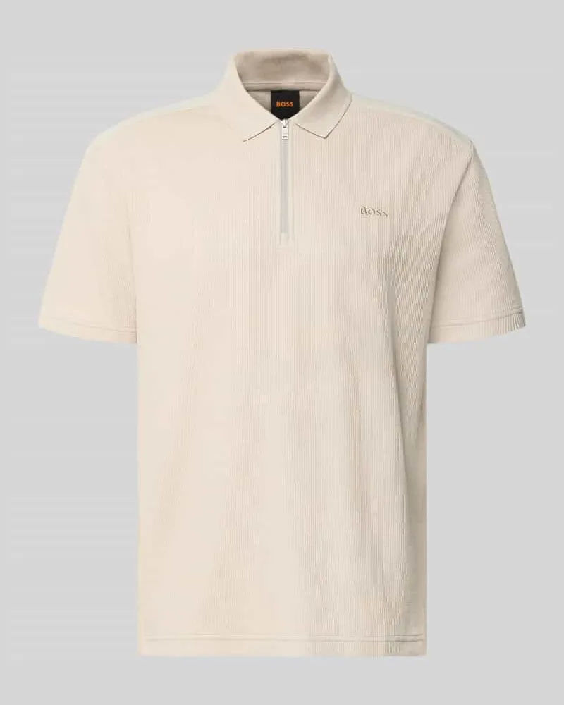 HUGO BOSS Regular Fit Poloshirt aus reiner Baumwolle Modell 'Pe_RibNylon Beige