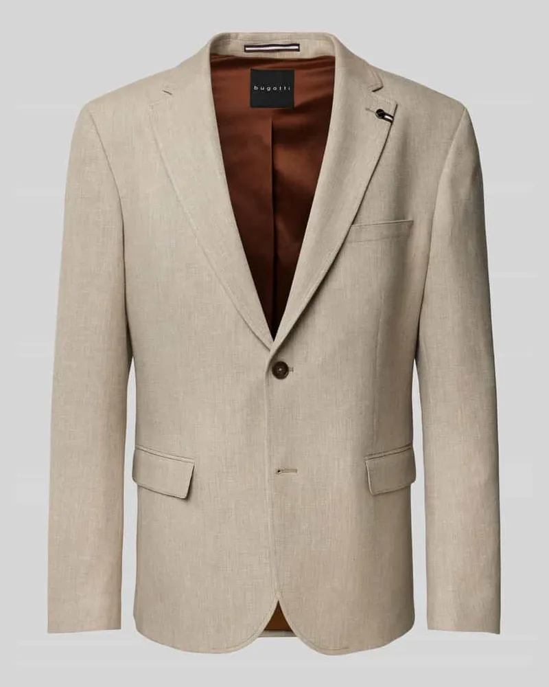 Bugatti Regular Fit Sakko mit Leinen-Anteil Beige
