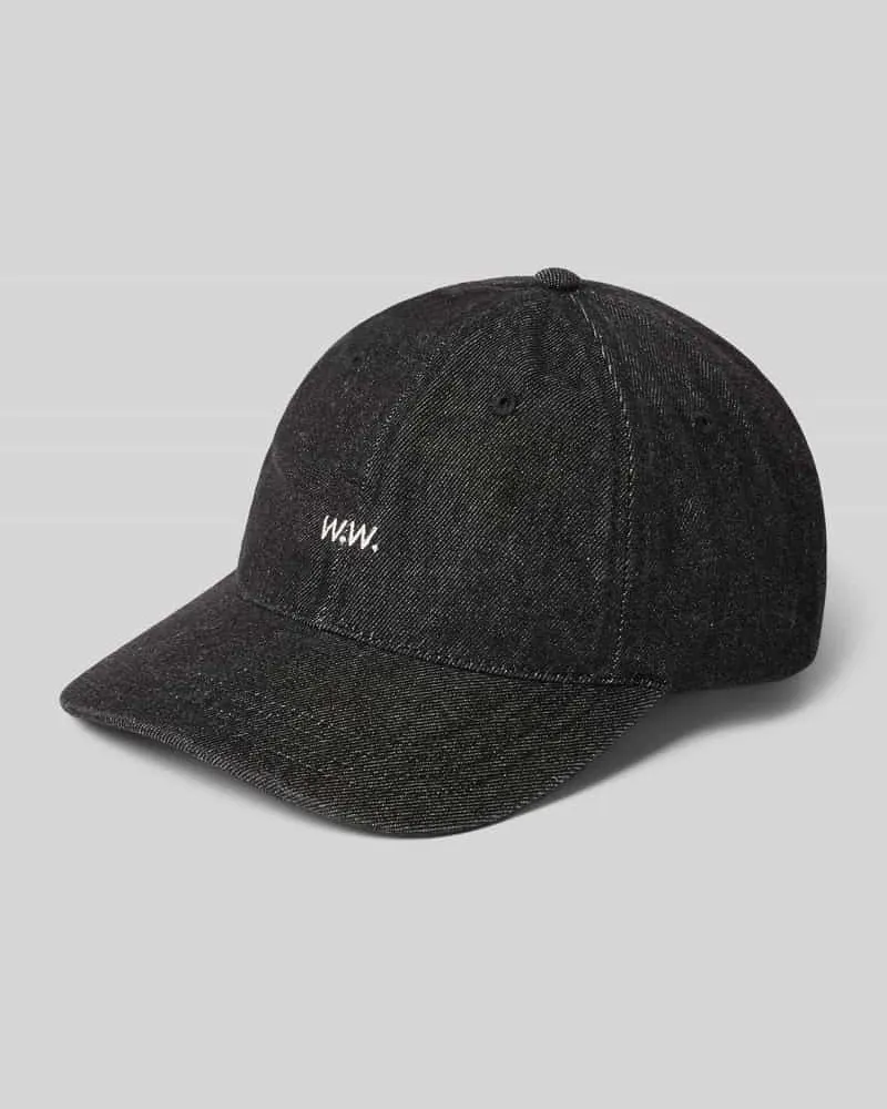 Wood Wood Basecap mit Logo-Stitching Dunkelgrau