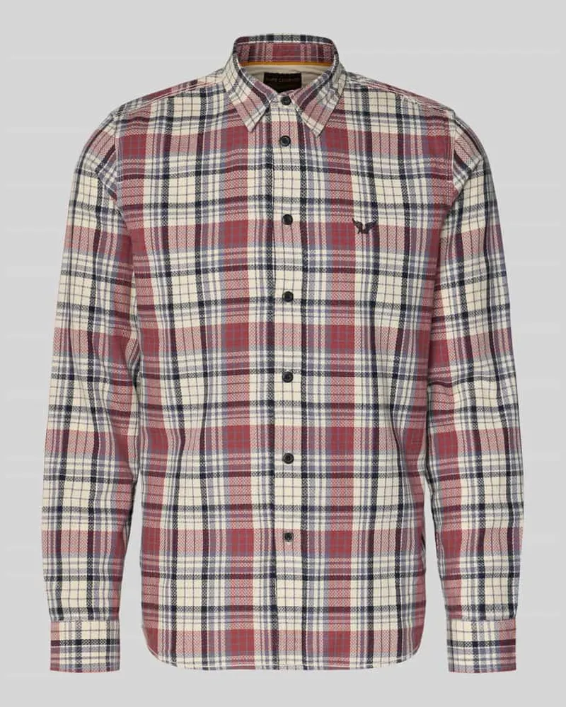 PME Legend Regular Fit Freizeithemd mit Kentkragen und Label-Stitching Rostrot