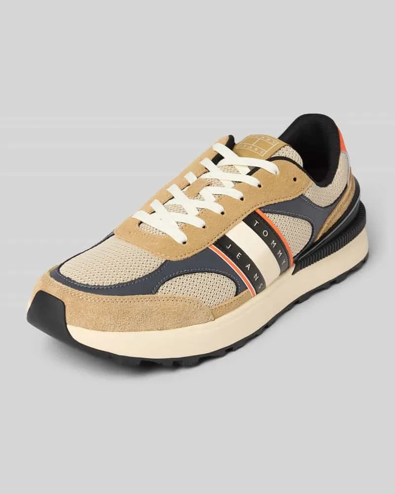 Tommy Hilfiger Low Top Sneaker mit Veloursleder-Besatz Modell 'TECHNICAL RUNNERS Beige