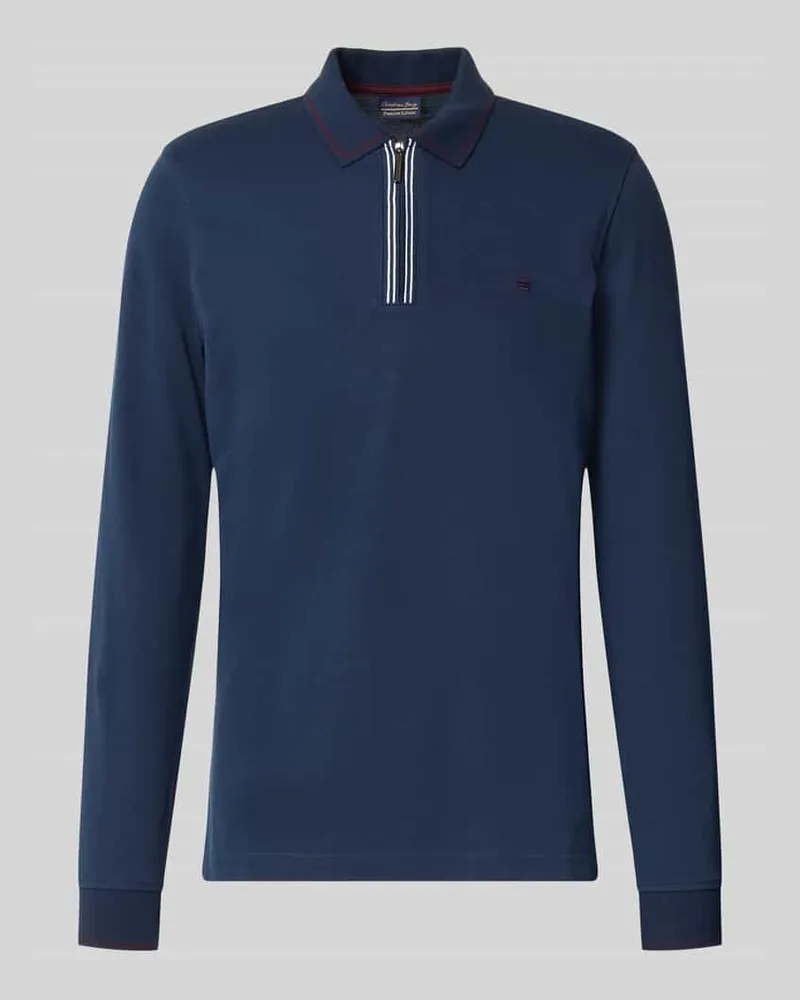 Christian Berg Slim Fit Poloshirt mit Reißverschluss Dunkelblau