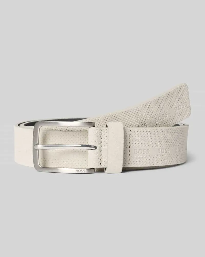 HUGO BOSS Gürtel aus echtem Veloursleder Modell 'VERED-SD-PERF_SZ35 Offwhite
