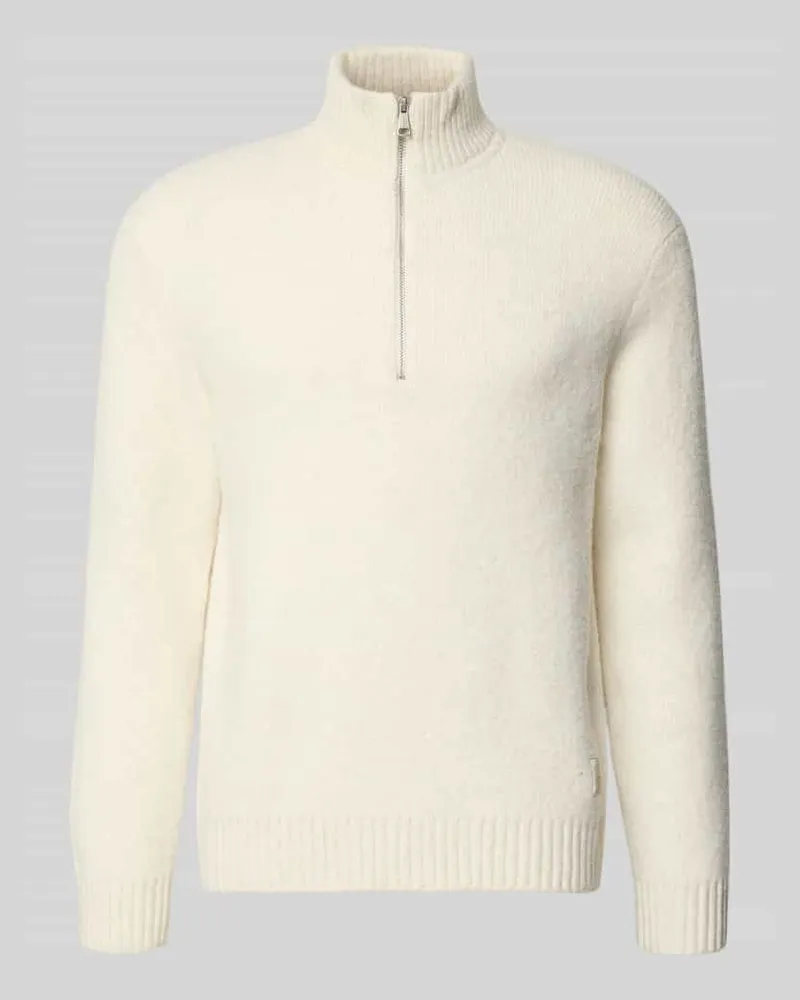 Jack & Jones Relaxed Fit Strickpullover aus elastischem Woll-Mix Offwhite