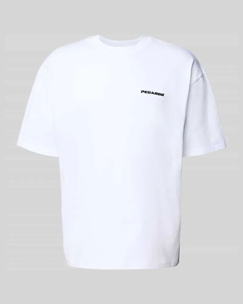 PEGADOR Oversized T-Shirt mit Label-Stitching Weiss