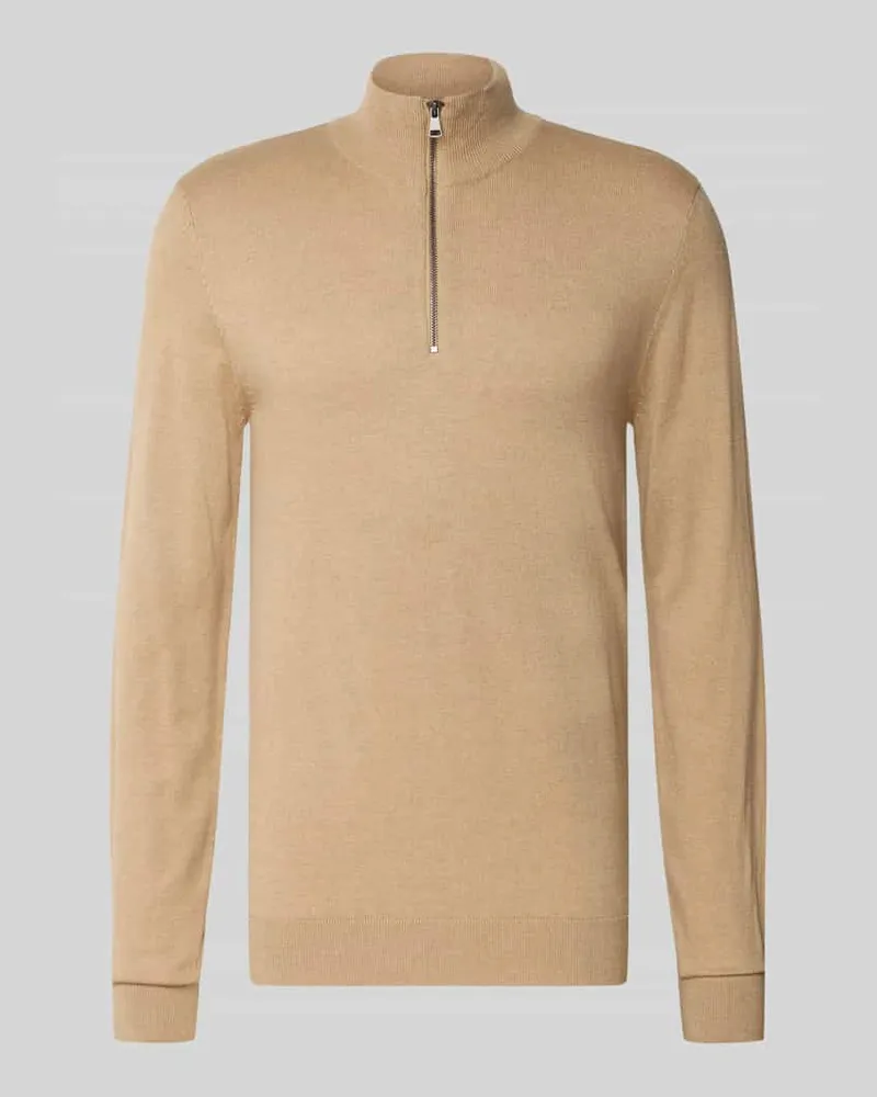 Blend Troyer aus Baumwoll-Mix in Strick-Optik Beige