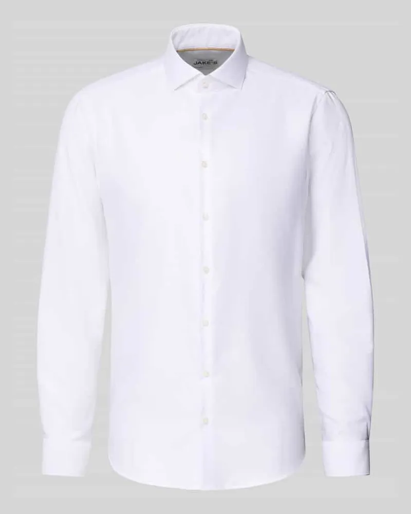 JAKE*S Regular Fit Business-Hemd mit Haifischkragen Weiss