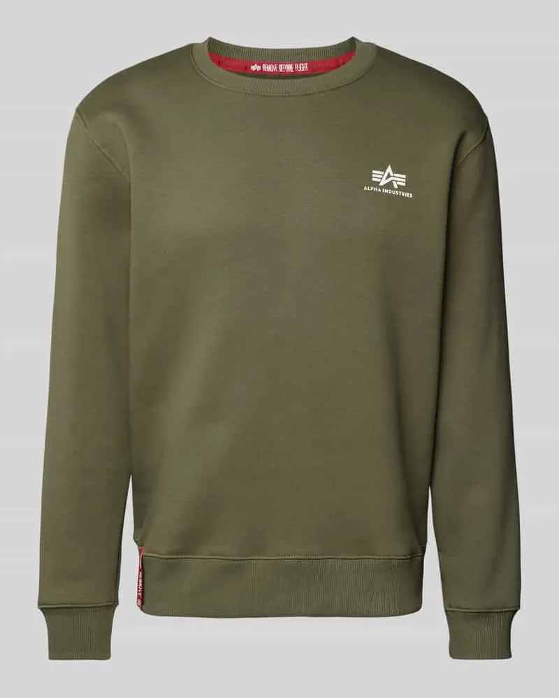 Alpha Industries Sweatshirt mit Label-Print Oliv