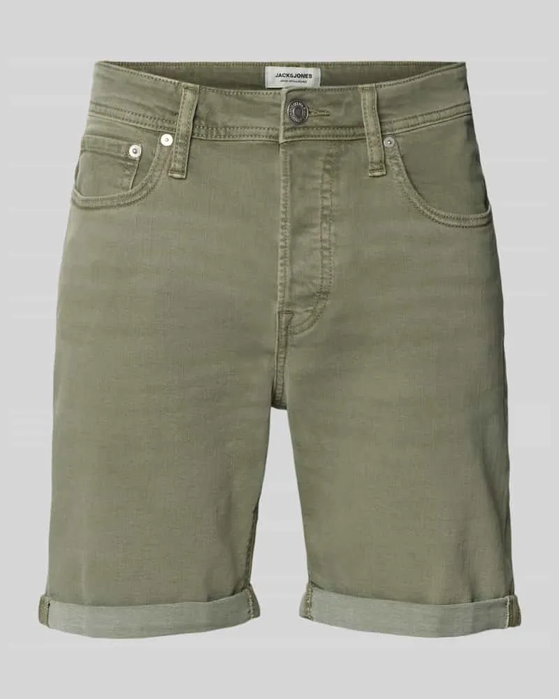 Jack & Jones Regular Fit Jeansshorts im 5-Pocket-Design Modell 'RICK Oliv