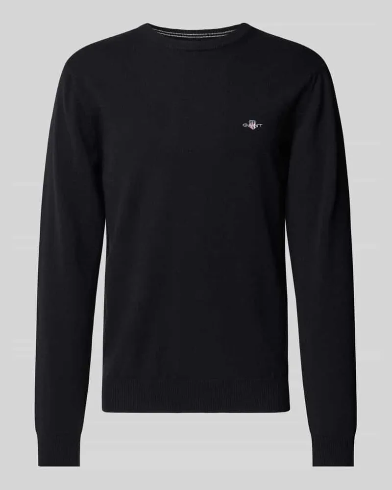 Gant Regular Fit Pullover aus reiner Wolle Black