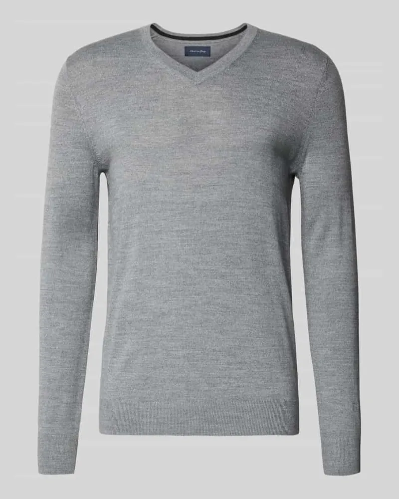 Christian Berg Strickpullover aus Woll-Mix mit V-Ausschnitt 