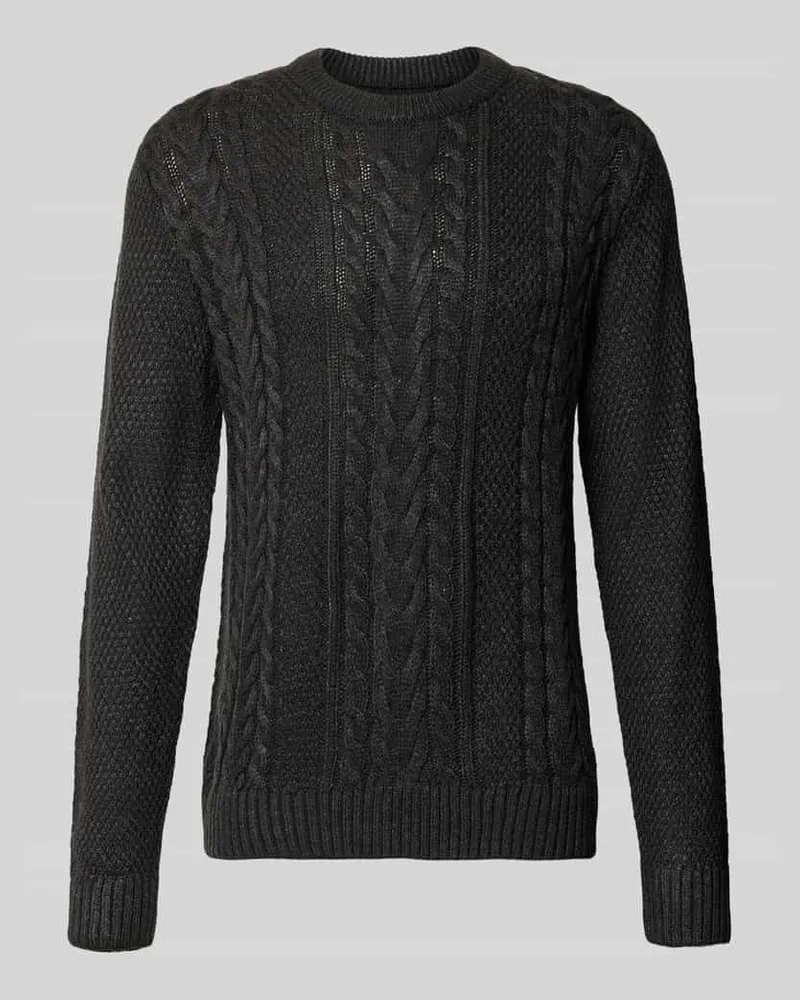 Jack & Jones Pullover mit Zopfstrickstruktur Dunkelgrau