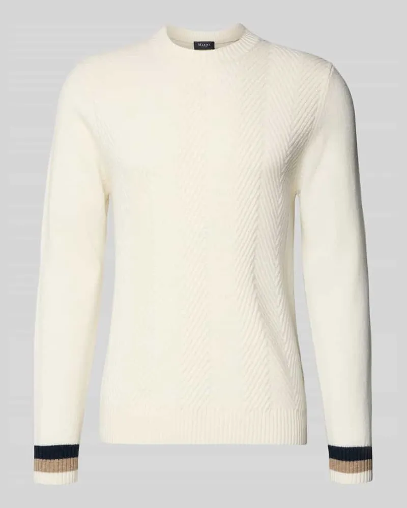 Maerz Strickpullover mit gerippten Abschlüssen Offwhite