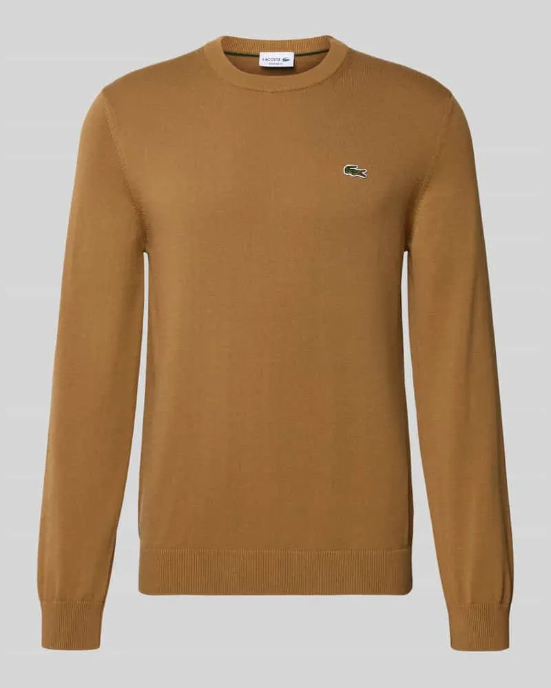 Lacoste Regular Fit Strickpullover aus Baumwoll-Mix Camel