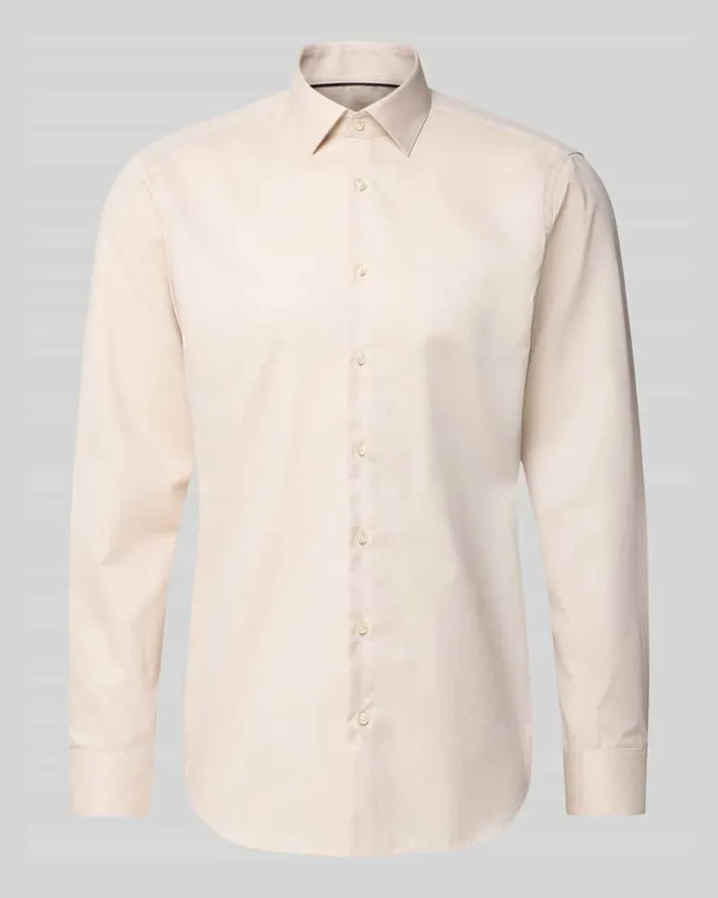 JAKE*S Regular Fit Business Hemd aus Baumwolle mit Kentkragen Sand