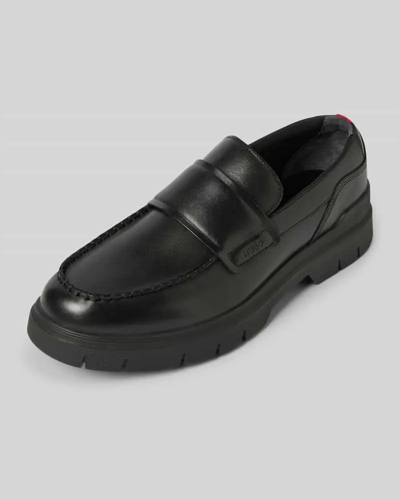 HUGO BOSS Lederloafers mit Label-Detail Modell 'Ryan Black