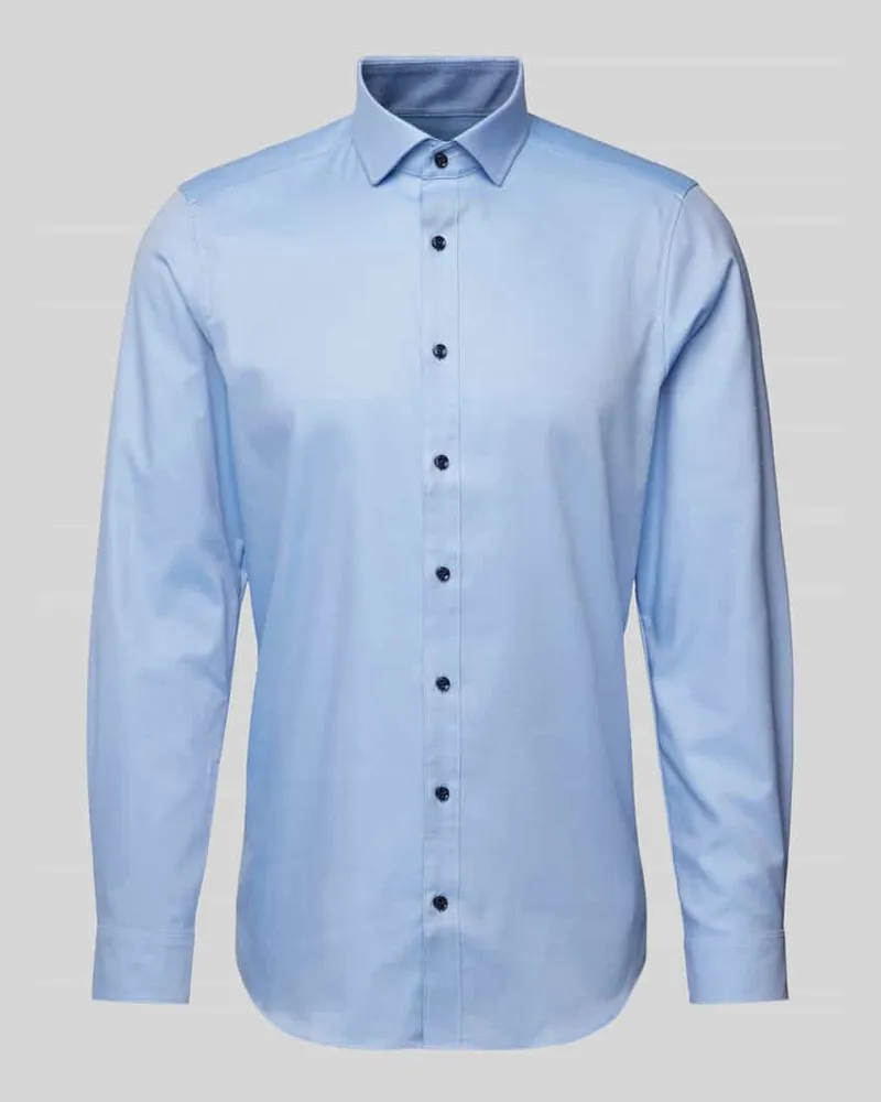 Olymp Slim Fit Businesshemd aus Uni Struktur 'ROYAL Bleu
