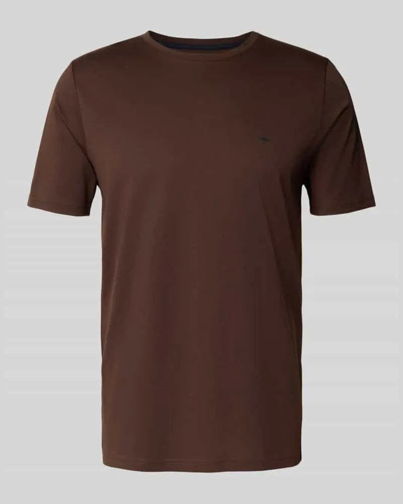 Fynch-Hatton T-Shirt mit Label-Stitching Mittelbraun