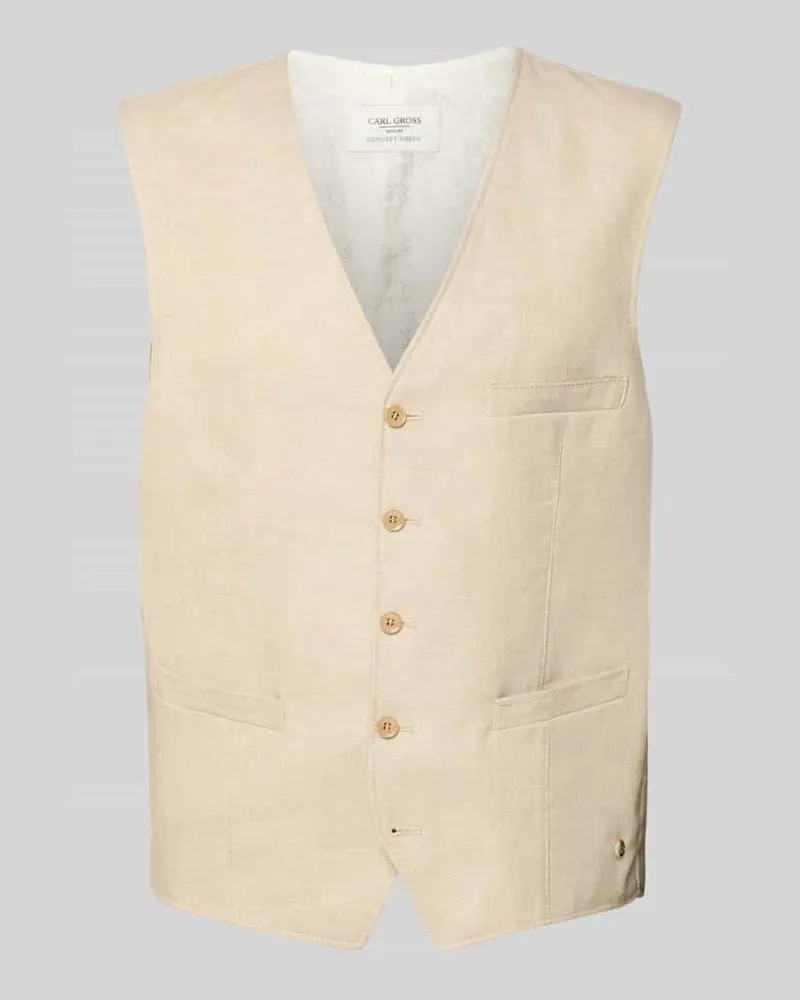 Carl Gross Regular Fit Weste aus Leinen-Mix Modell 'Wilson-G Beige