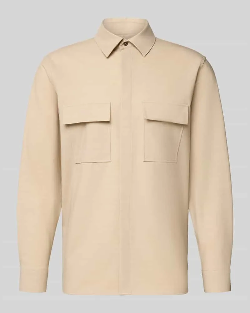 Digel Relaxed Fit Hemdjacke mit Schurwoll-Anteil Model 'Arion Beige