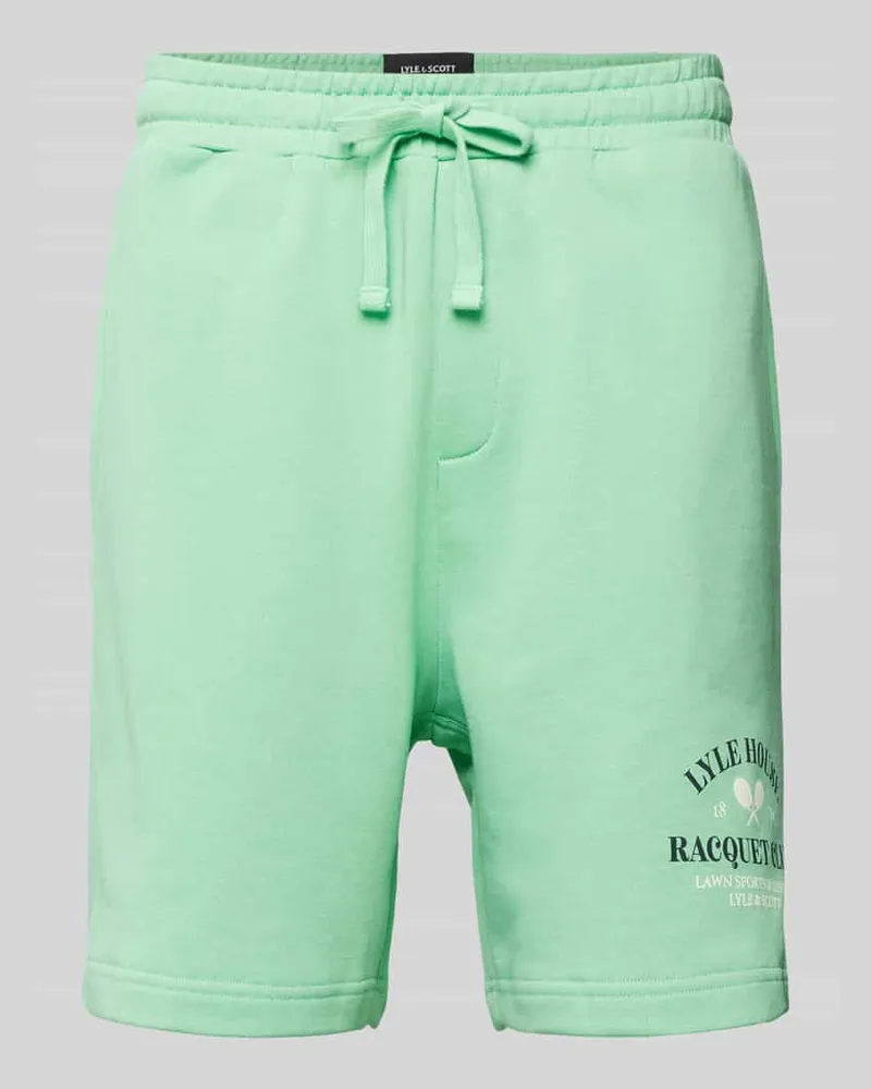 Lyle & Scott Sweatshorts mit Statement-Label-Print Hellgruen