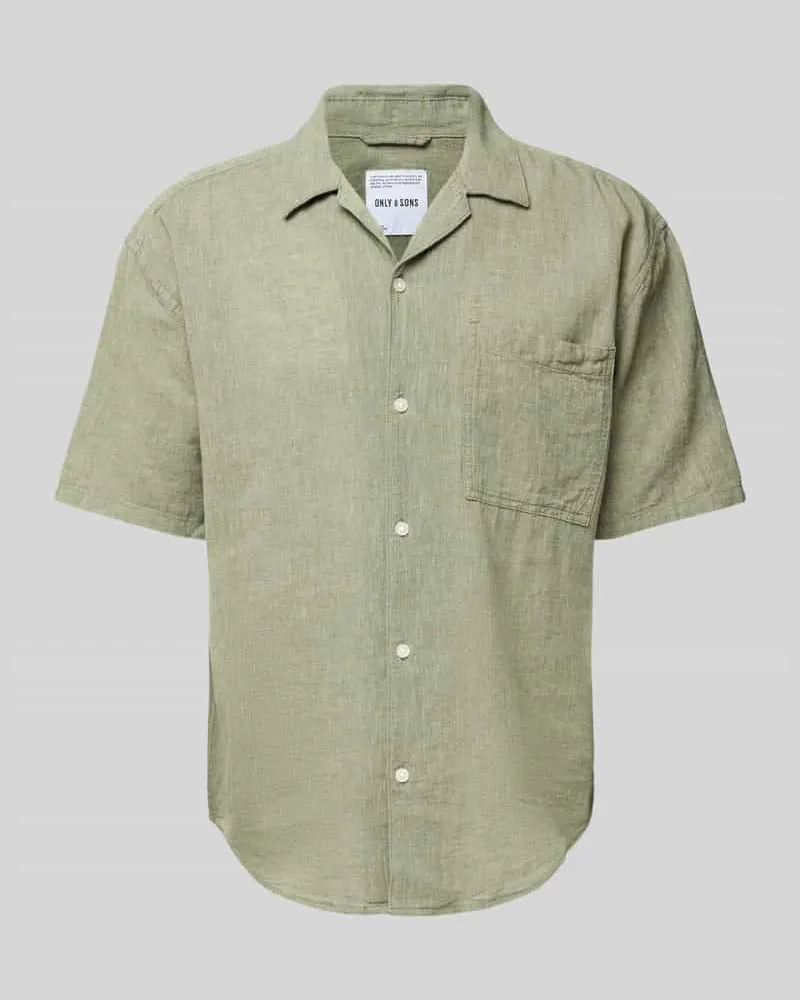 Only & Sons Relaxed Fit Freizeithemd aus Baumwoll-Leinen-Mix Modell 'CAIDEN 