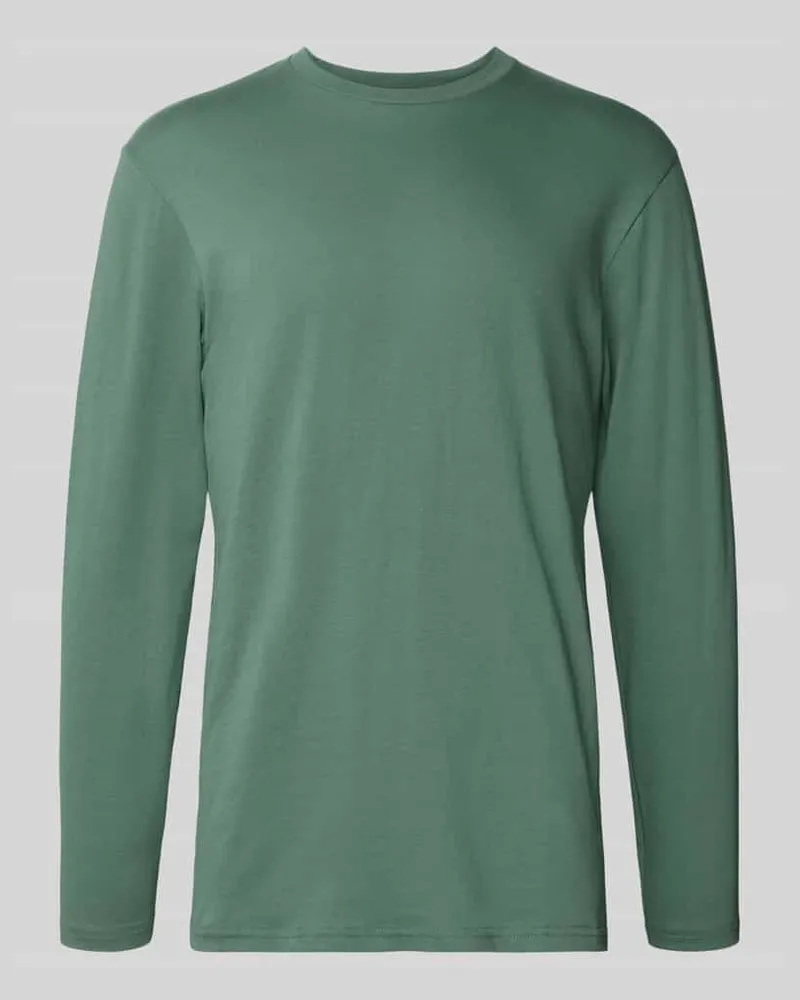 Ragman Longsleeve mit geripptem Rundhalsausschnitt Oliv