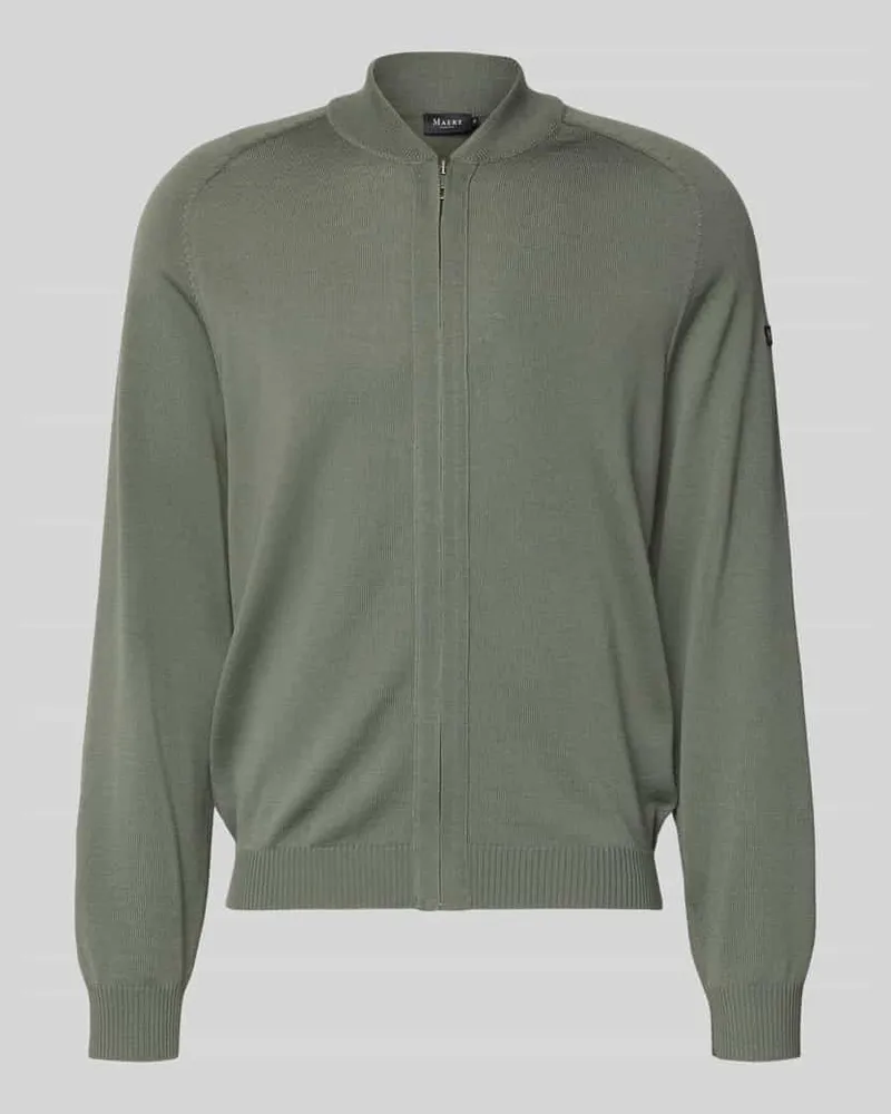 Maerz Strickjacke aus Schurwolle mit Reißverschluss Oliv