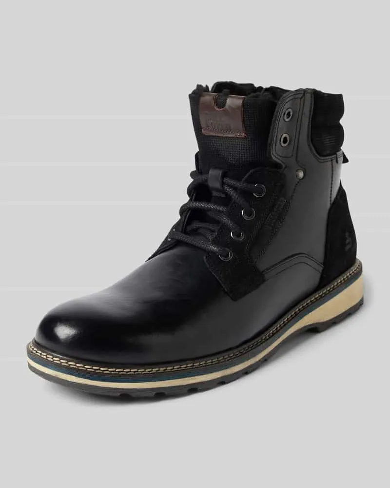 Bullboxer Schnürstiefel mit Label-Detail Black