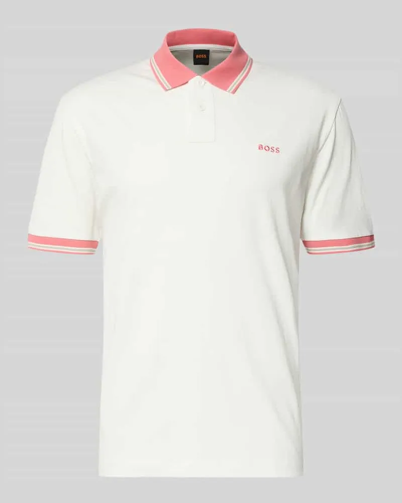 HUGO BOSS Regular Fit Poloshirt aus reiner Baumwolle Modell 'BLOCKS Offwhite