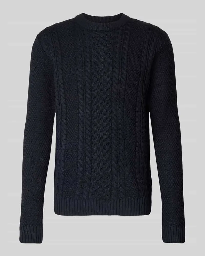 Jack & Jones Strickpullover mit gerippten Abschlüssen Modell 'PAUL Marine