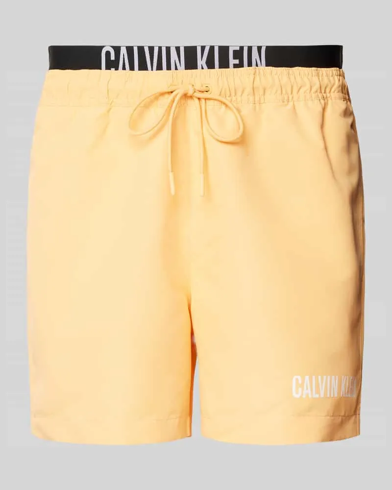 Calvin Klein Badehose mit elastischem Label-Bund Orange
