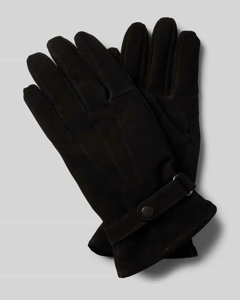 Barbour Lederhandschuhe mit Ziernähten 