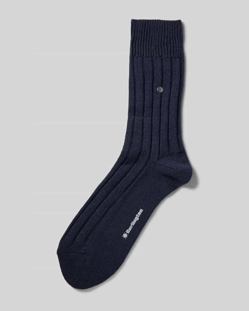 Burlington Socken mit Label-Print Marine
