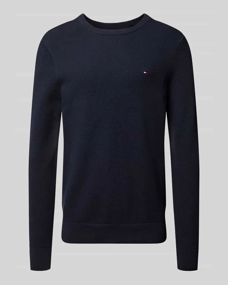 Tommy Hilfiger Regular Fit Strickpullover aus reiner Baumwolle Marine