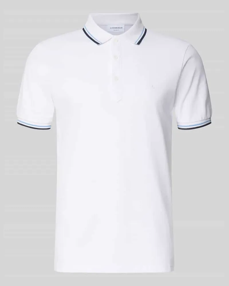 Lindbergh Relaxed Fit Poloshirt mit Kontraststreifen Weiss