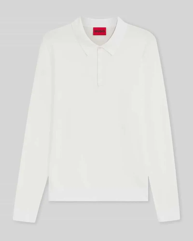 HUGO BOSS Slim Fit Strick-Poloshirt aus Viskose-Mix Modell 'SAN PIPPO-CV Offwhite
