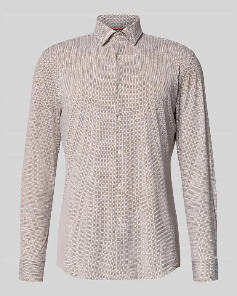 HUGO BOSS Slim Fit Businesshemd mit Kentkragen Modell 'KENNO Beige