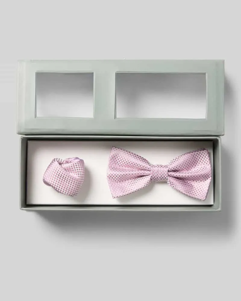 Roy Robson Fliege aus Seide im Set mit Einstecktuch Rose