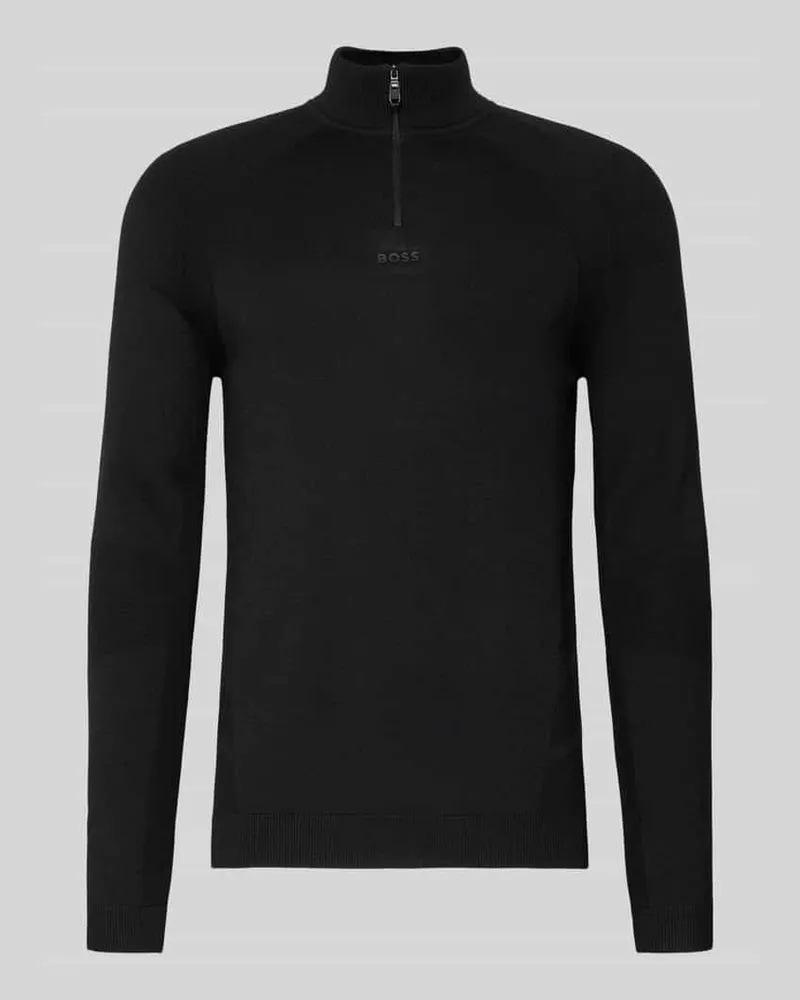 HUGO BOSS Regular Fit Troyer mit Schurwoll-Anteil Modell 'TOUR SEAMLESS QZ Black