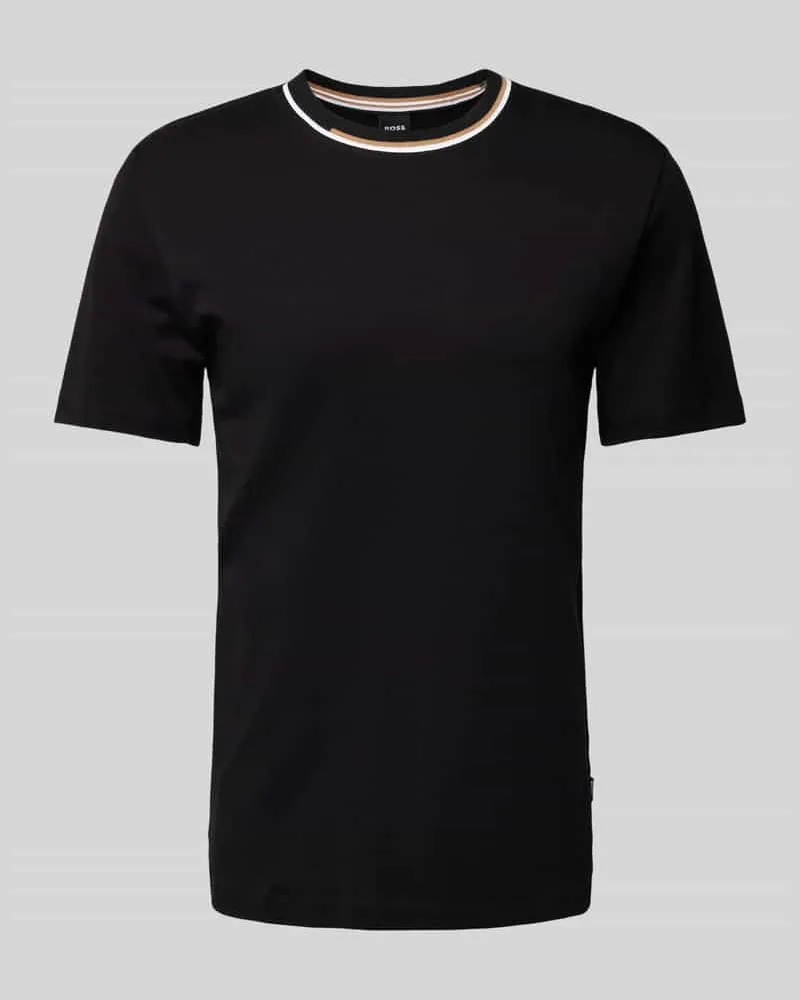 HUGO BOSS T-Shirt mit geripptem Rundhalsausschnitt Modell 'Thompson 