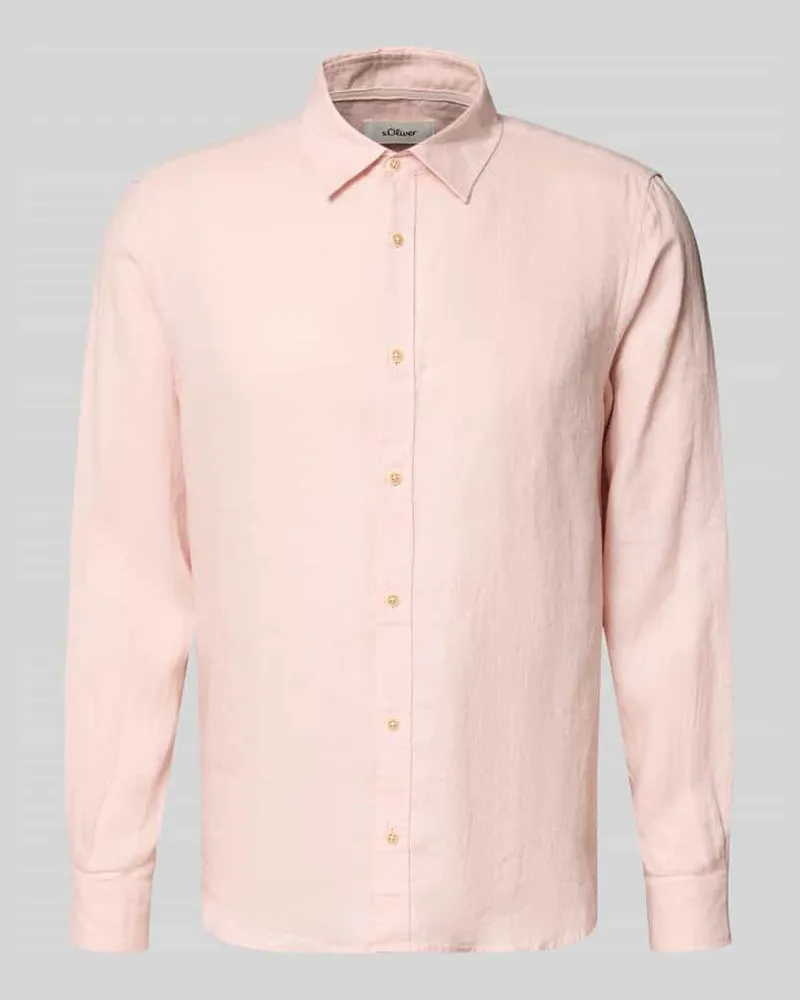 S.Oliver Regular Fit Freizeithemd aus reinem Leinen Rosa