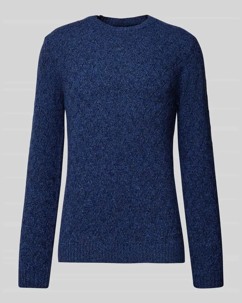 Ragman Strickpullover mit Strukturmuster Marine