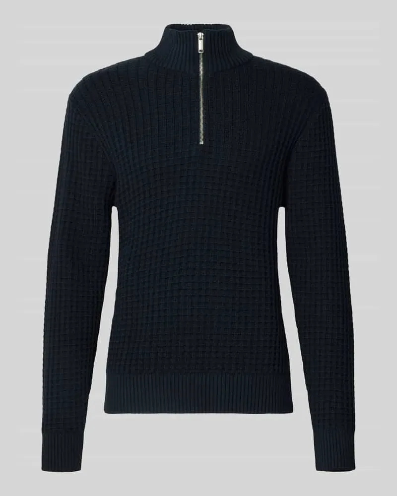 Selected Homme Regular Fit Troyer in Waffel-Struktur Modell 'TOM Marine