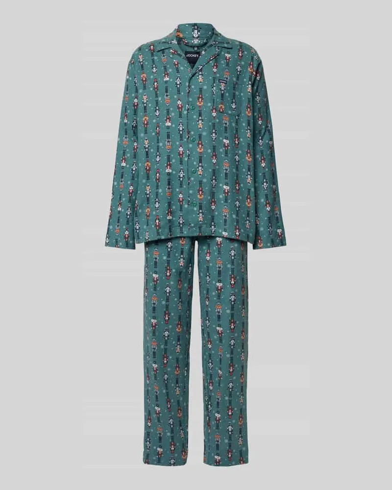 Jockey Pyjama mit Knopfleiste Lind