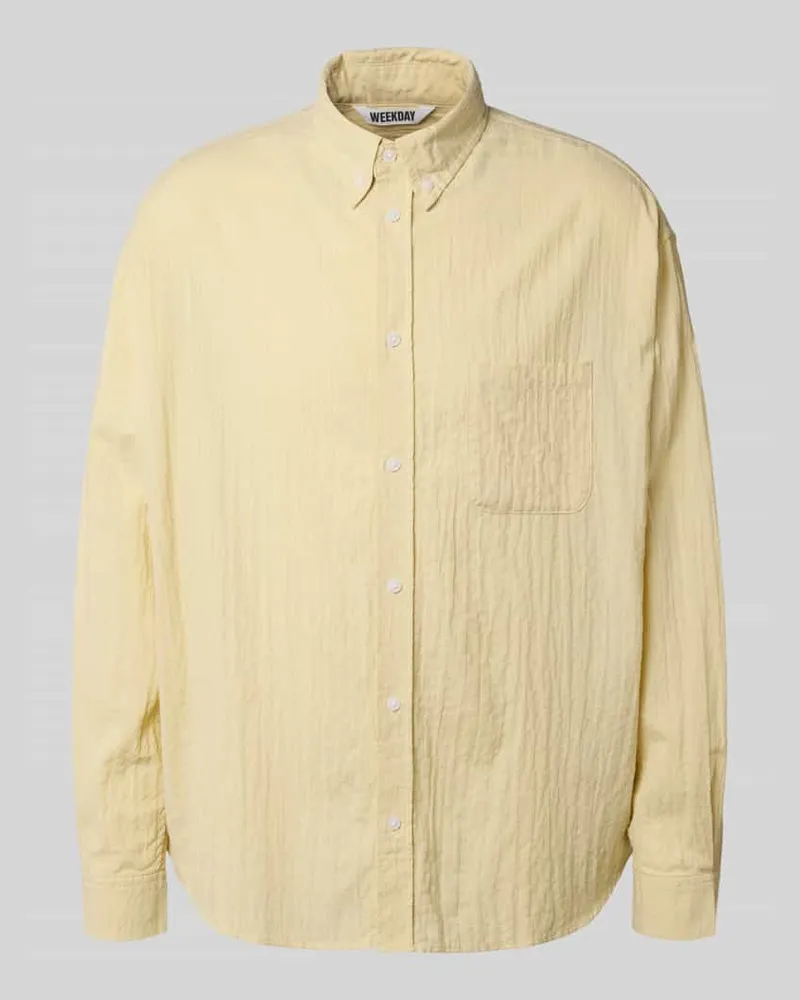 Weekday Oversized Freizeithemd mit Knopfleiste Hellgelb