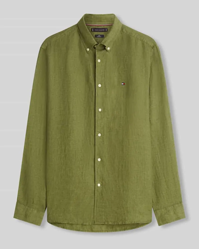 Tommy Hilfiger Regular Fit Freizeithemd aus reinem Leinen Khaki