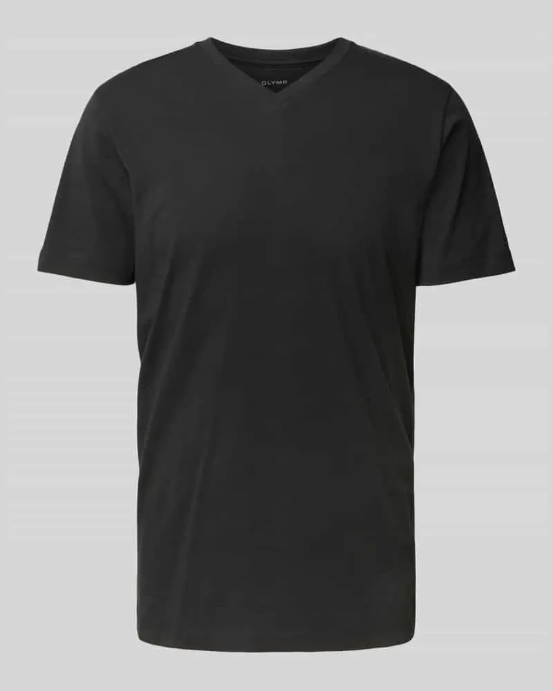 Olymp T-Shirt mit geripptem V-Ausschnitt im 2er-Pack 