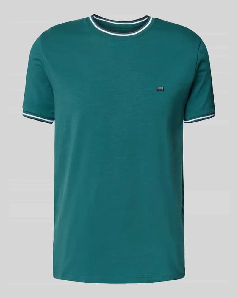 Christian Berg T-Shirt mit gerippten Abschlüssen Metallic